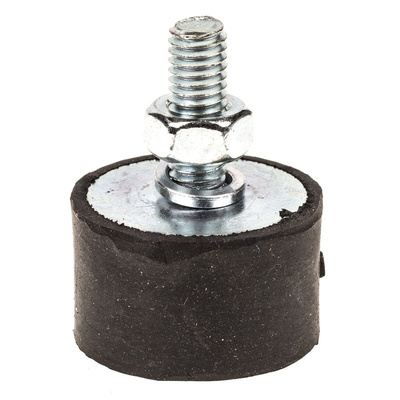FIBET Cylindrical M6 Anti Vibration Mount, Male Buffer Foot with 79.2kg Compression Load