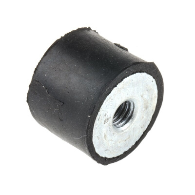 FIBET Cylindrical M6 Anti Vibration Mount, Female Buffer Foot with 39.9kg Compression Load