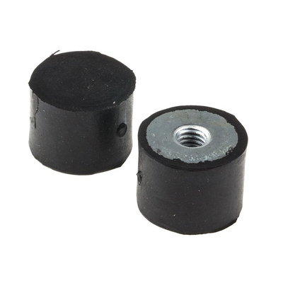 FIBET Cylindrical M6 Anti Vibration Mount, Female Buffer Foot with 39.9kg Compression Load