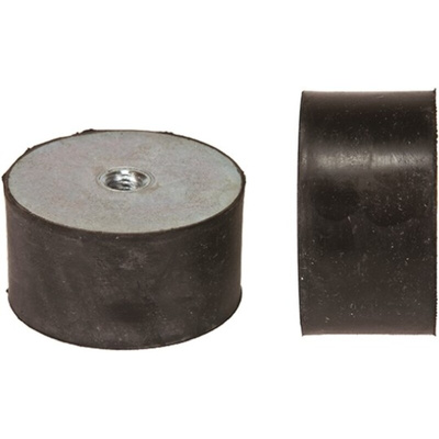 FIBET Cylindrical M12 Anti Vibration Mount, Female Buffer Foot with 746.4kg Compression Load
