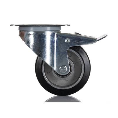 RS PRO Braked Swivel Castor Wheel, 150kg Capacity, 100mm Wheel