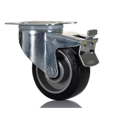 RS PRO Braked Swivel Castor Wheel, 150kg Capacity, 100mm Wheel