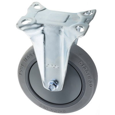 RS PRO Fixed Castor Wheel, 90kg Capacity, 125mm Wheel