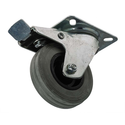 RS PRO Braked Swivel Castor Wheel, 70kg Capacity, 100mm Wheel