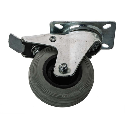 RS PRO Braked Swivel Castor Wheel, 70kg Capacity, 100mm Wheel