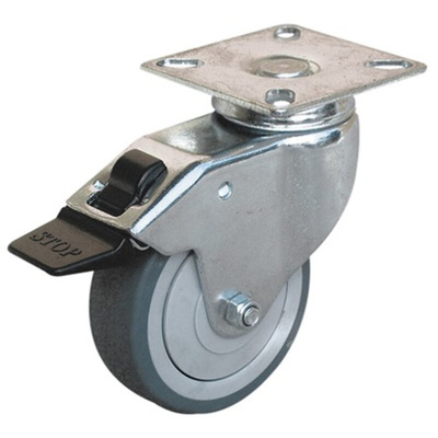 Guitel Hervieu Braked Swivel Castor Wheel, 70kg Capacity, 100mm Wheel