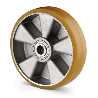 Tente Yellow Polyurethane Corrosion Resistant Trolley Wheel, 1600kg