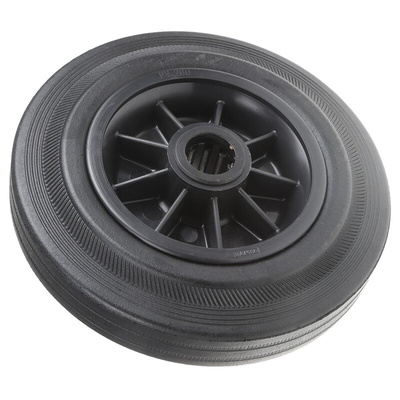 Tente Black Rubber Ageing Resistant Trolley Wheel, 205kg