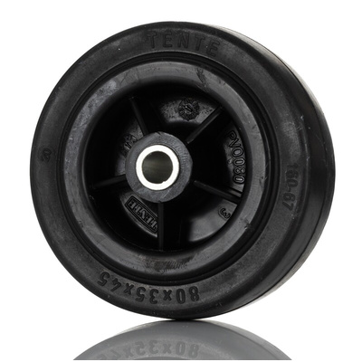 Tente Black Rubber Ageing Resistant Trolley Wheel, 70kg