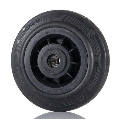 Tente Black Rubber Ageing Resistant Trolley Wheel, 135kg
