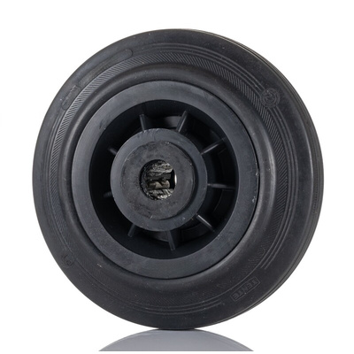 Tente Black Rubber Ageing Resistant Trolley Wheel, 205kg