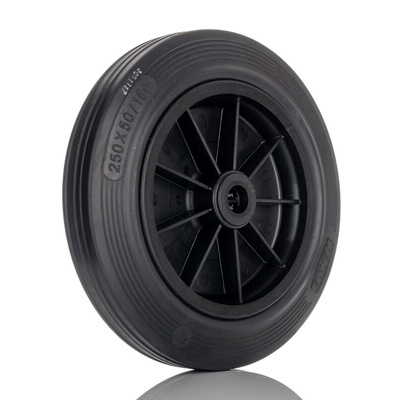 Tente Black Rubber Ageing Resistant Trolley Wheel, 250kg