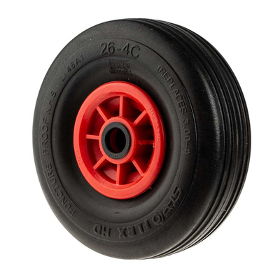 RS PRO Black Rubber Puncture Proof Trolley Wheel, 150kg