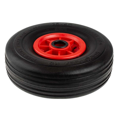 RS PRO Black Rubber Puncture Proof Trolley Wheel, 150kg