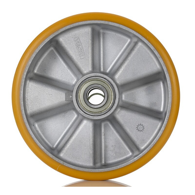 Tente Yellow Polyurethane Corrosion Resistant Trolley Wheel, 1600kg