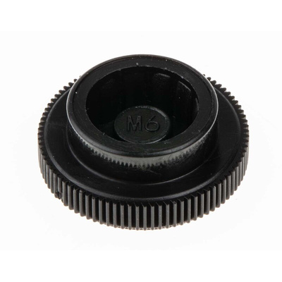 RS PRO Black Knurled Clamping Knob, M6, Unthreaded Hole