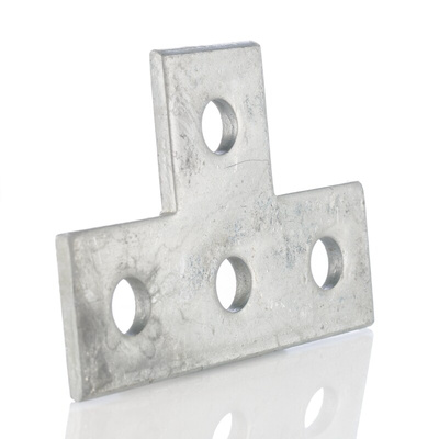 Hot Dipped Galvanised T Shape Bracket 4 Hole, 14mm Holes, 80 x 120 x 5mm