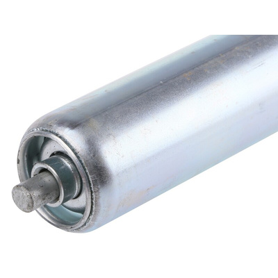 Rollezy Zinc Plated Steel Round Conveyor Roller 25mm Dia. x 200mm L, Steel, 6mm Spindle, 218mm Overall Length