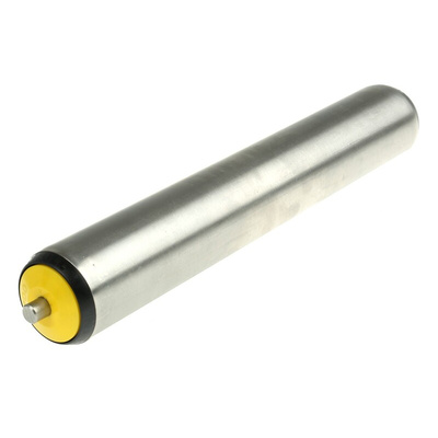 Interroll Stainless Steel Round Conveyor Roller Spring Loaded 50mm Dia. x 300mm L, 1140N Load Capacity Stainless Steel,