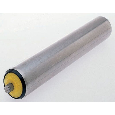 Interroll Stainless Steel Round Conveyor Roller Spring Loaded 50mm Dia. x 350mm L, Stainless Steel, 10mm Spindle, 380mm