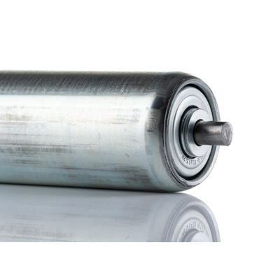 Bosch Rexroth Galvanized Steel Round Conveyor Roller 40mm Dia. x 225mm L, 500N Load Capacity, 8mm Spindle, 246mm