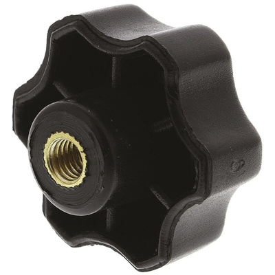 RS PRO Black Multiple Lobes Clamping Knob, M5, Threaded Hole