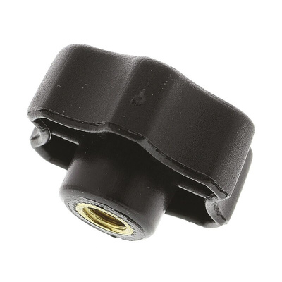 RS PRO Black Multiple Lobes Clamping Knob, M6, Threaded Hole