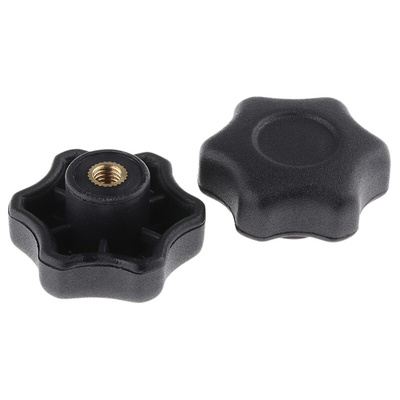 RS PRO Black Multiple Lobes Clamping Knob, M6, Threaded Hole