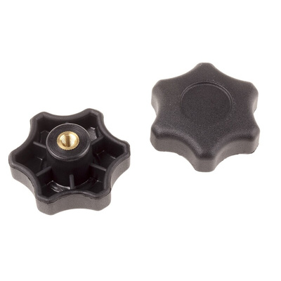 RS PRO Black Multiple Lobes Clamping Knob, M6, Threaded Hole