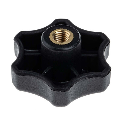 RS PRO Black Multiple Lobes Clamping Knob, M8, Threaded Hole