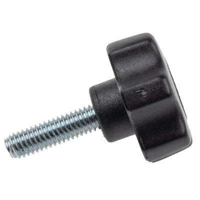 RS PRO Black Multiple Lobes Clamping Knob, M6, Threaded Stud