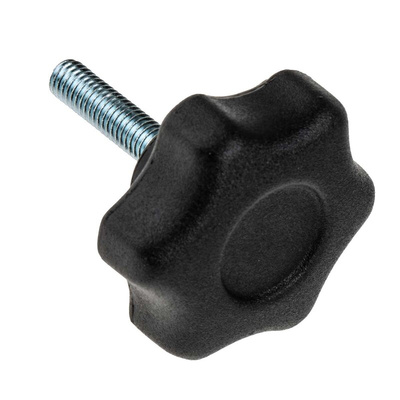 RS PRO Black Multiple Lobes Clamping Knob, M6, Threaded Stud