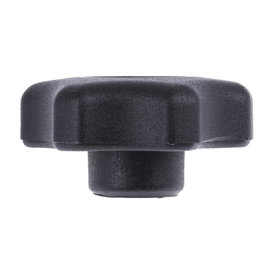 RS PRO Black Multiple Lobes Clamping Knob, M6, Threaded Through Hole