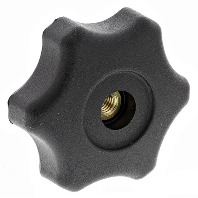 RS PRO Black Multiple Lobes Clamping Knob, M6, Threaded Through Hole