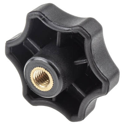 RS PRO Black Multiple Lobes Clamping Knob, M8, Threaded Through Hole