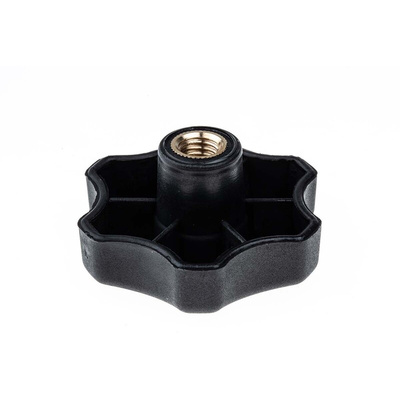 RS PRO Black Multiple Lobes Clamping Knob, M10, Threaded Through Hole