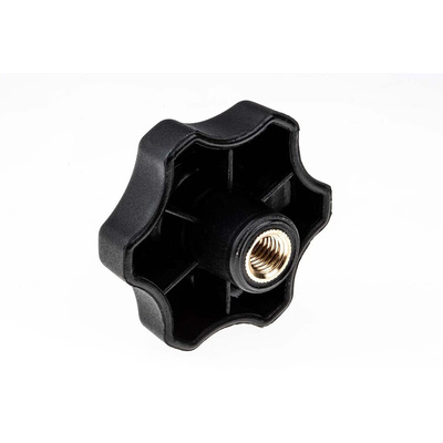 RS PRO Black Multiple Lobes Clamping Knob, M10, Threaded Through Hole