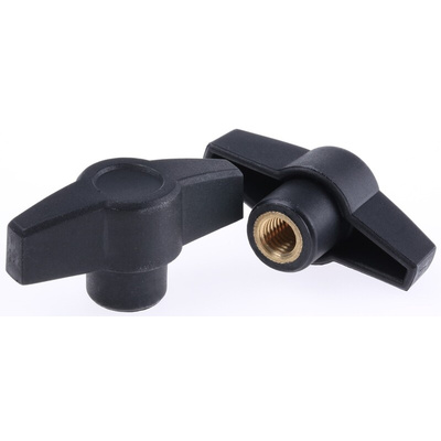 RS PRO Black Wing Clamping Knob, M10, Threaded Hole