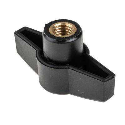 RS PRO Black Wing Clamping Knob, M10, Threaded Through Hole