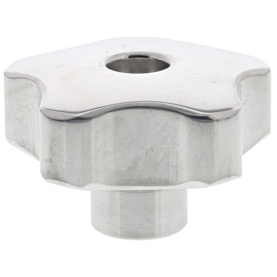RS PRO Silver Multiple Lobes Clamping Knob, M8, Threaded Through Hole