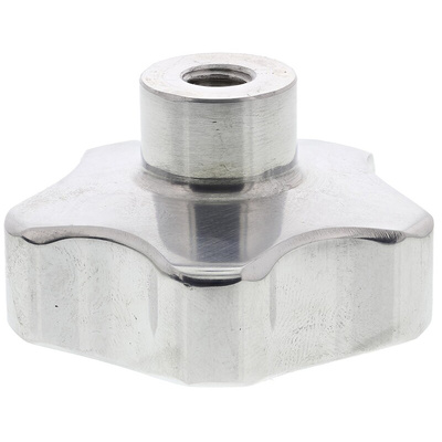 RS PRO Silver Multiple Lobes Clamping Knob, M8, Threaded Through Hole