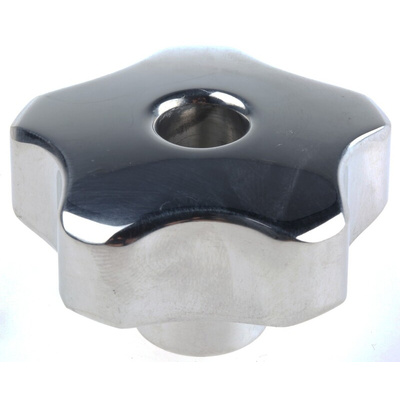 RS PRO Silver Multiple Lobes Clamping Knob, M10, Threaded Through Hole