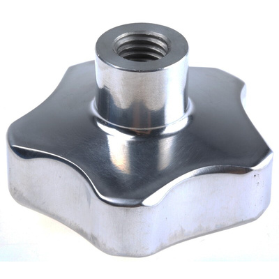 RS PRO Silver Multiple Lobes Clamping Knob, M12, Threaded Hole