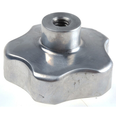 RS PRO Silver Multiple Lobes Clamping Knob, M6, Threaded Through Hole
