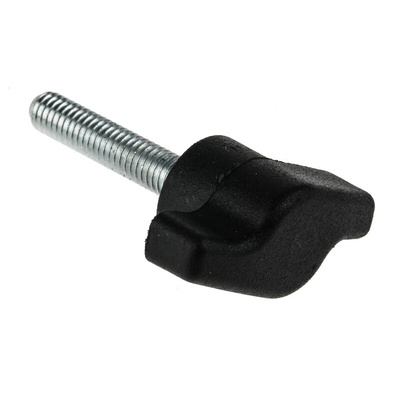 RS PRO Black Wing Clamping Knob, M6, Threaded Stud