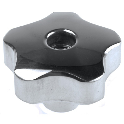 RS PRO Silver Multiple Lobes Clamping Knob, M12, Threaded Through Hole