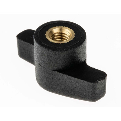 RS PRO Black Wing Clamping Knob, M6, Threaded Hole