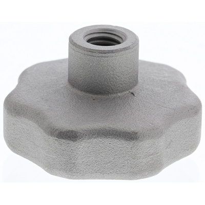 RS PRO Silver Multiple Lobes Clamping Knob, M8, Threaded Through Hole