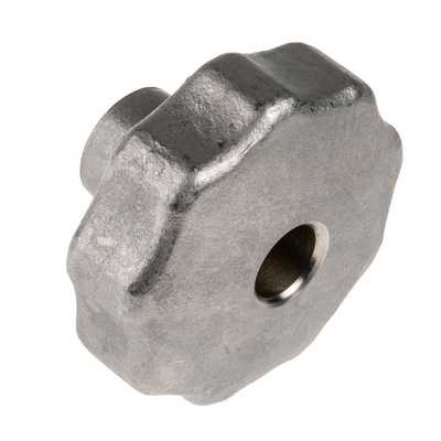 RS PRO Silver Multiple Lobes Clamping Knob, M10, Threaded Through Hole