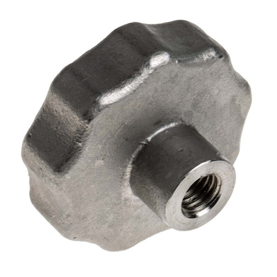 RS PRO Silver Multiple Lobes Clamping Knob, M10, Threaded Through Hole